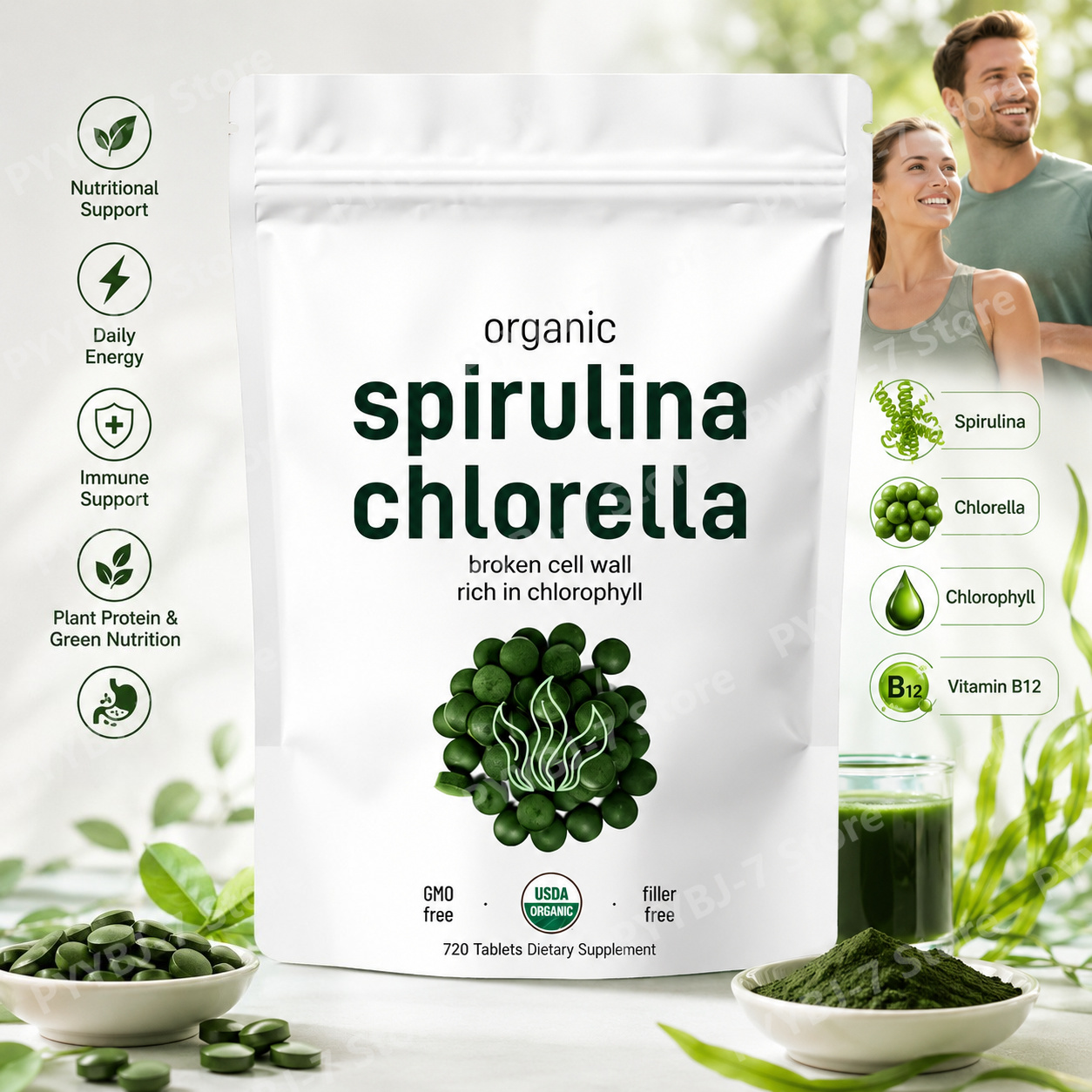 Spirulina Tablet Organic - Spirulina Chlorella Tablets Organic Superfood 720