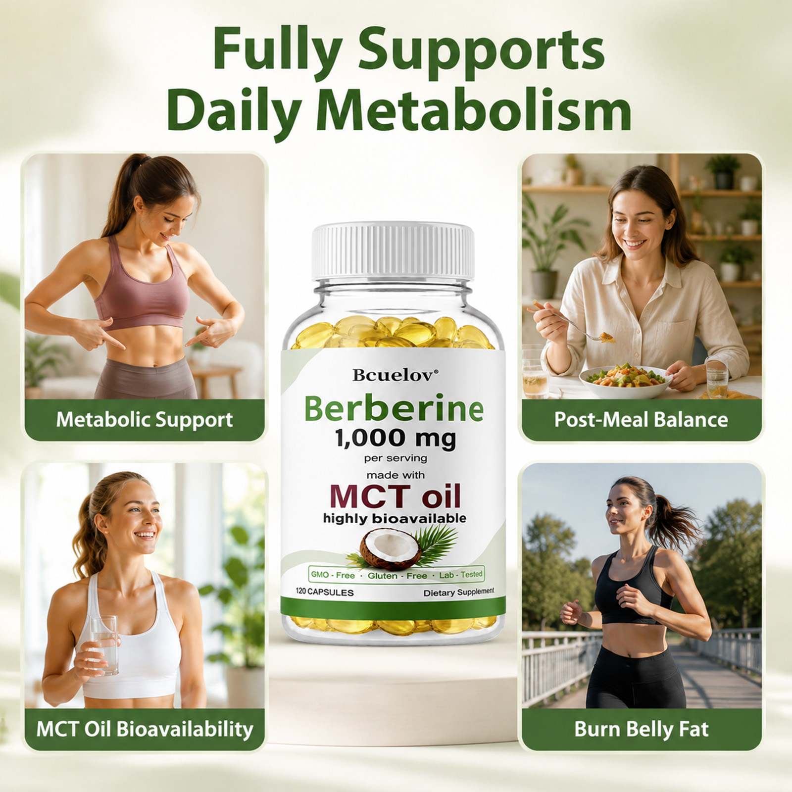 Berberine 1000mg with MCT Oil, - đánh giá và giá Berberine Hcl Capsule